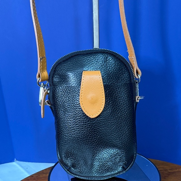 Divina Firenze Crossbody Bag Womens Black Brown Leather Adjustable Strap Italy - Picture 1 of 8